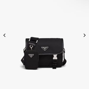 Re-Nylon and Saffiano leather shoulder bag